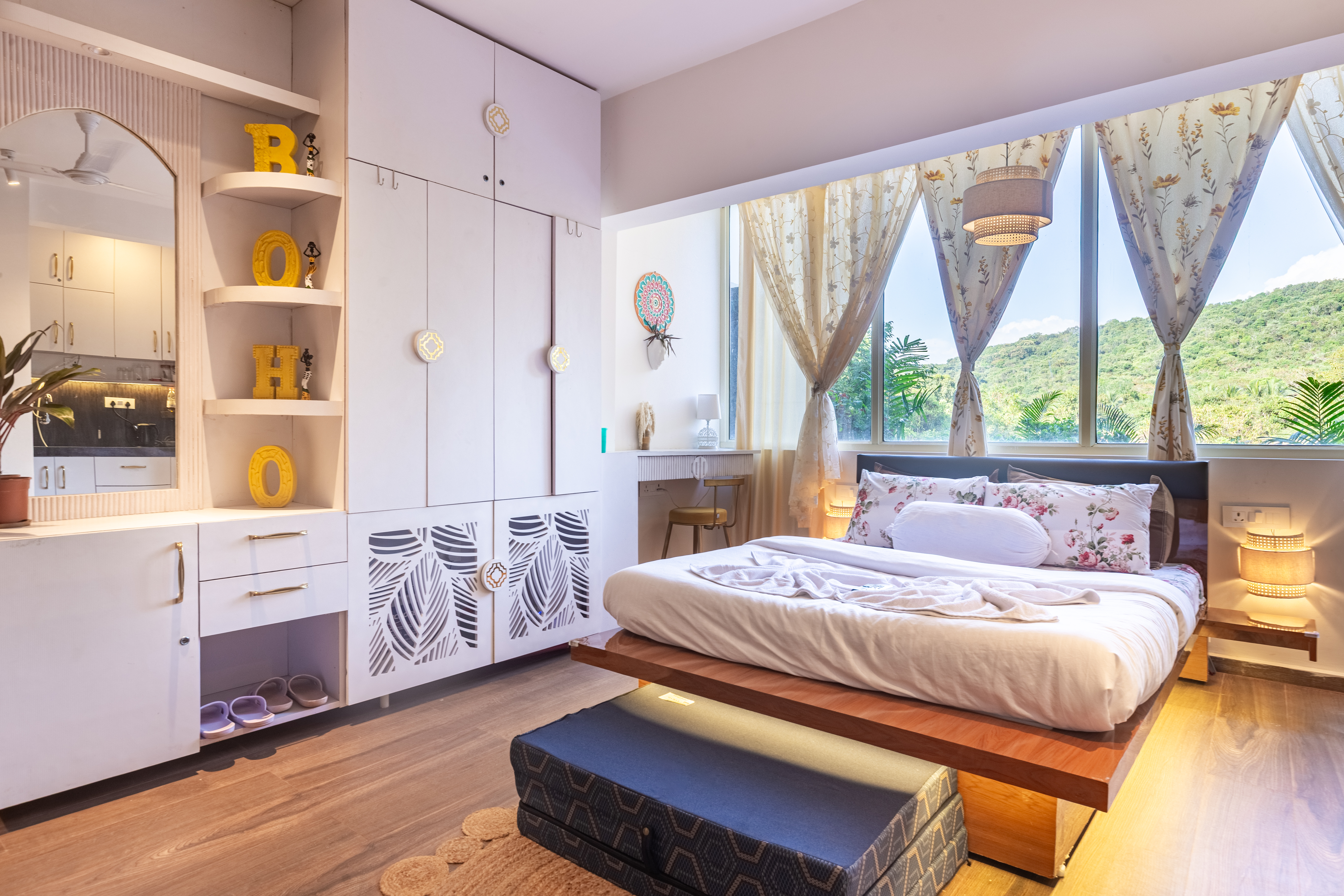Bedroom with forest view